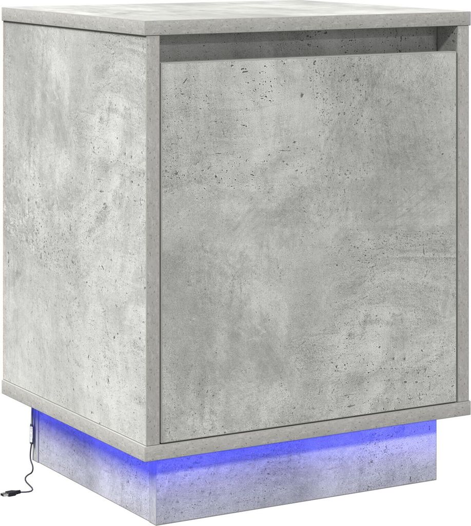 Möbel Nachttisch mit LED-Beleuchtung Beton Grau 39x34,5x50 cm - Nachttische & -schränke 869600