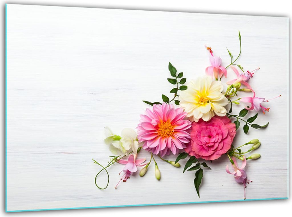 Glas Herdabdeckplatten Schneidebrett Universal 30x22cm Blumen