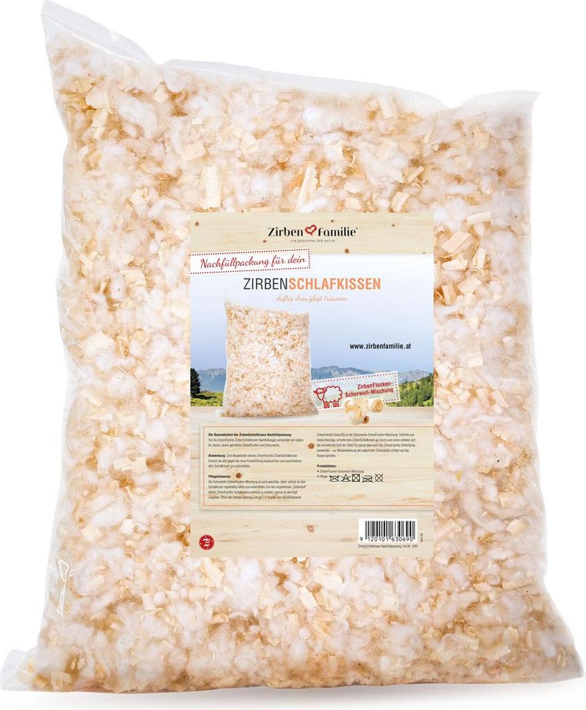 Nachfüllpackung "Schurwolle gemischt mit ZirbenFlocken" 400g