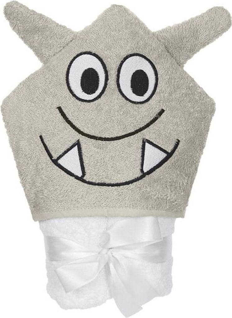 Handtuch, Badetuch für Kinder, mit Kapuze, Tiere, 100% Baumwolle Jimmy 80x80cm Weiß und Grau