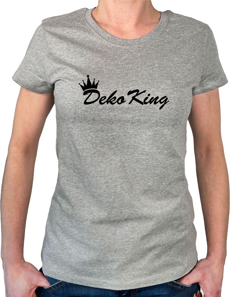 Huuraa Damen T-Shirt Deko King Krone XS Sport Grey Bio Baumwolle Fairtrade Damenshirt Geschenkidee