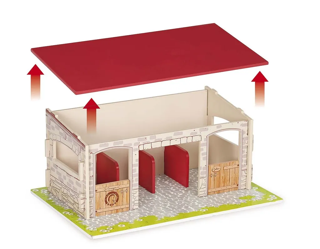 Écurie en Bois Papo 60104 pour Chevaux Miniatures et Jeux d'Équitation