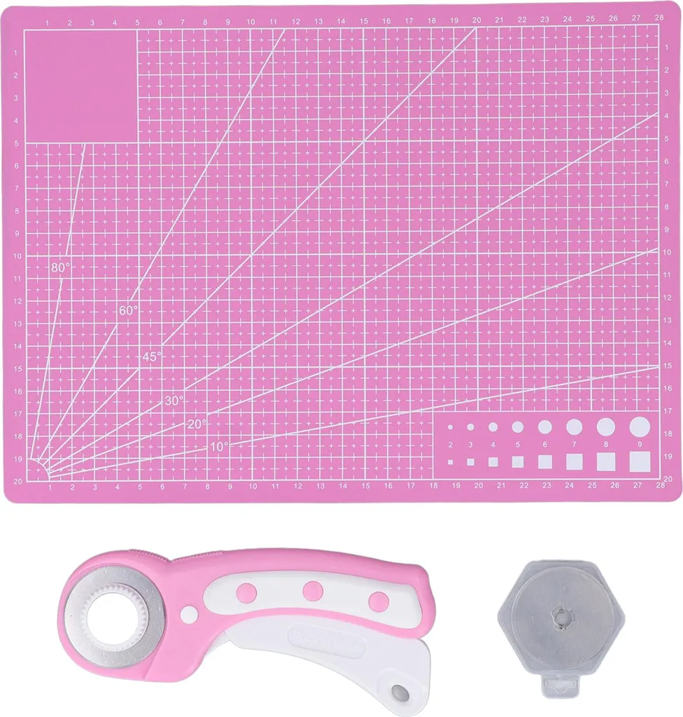 Cutter rotatif 45mm avec plateau A4 et 5 lames de rechange en acier