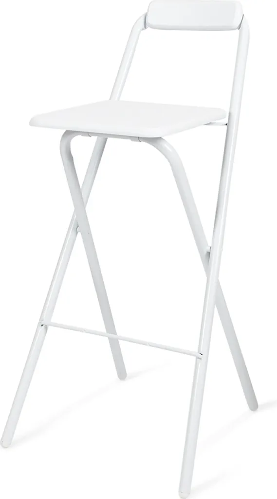 Tabouret de bar Belfast White pliant et compact en métal blanc robuste