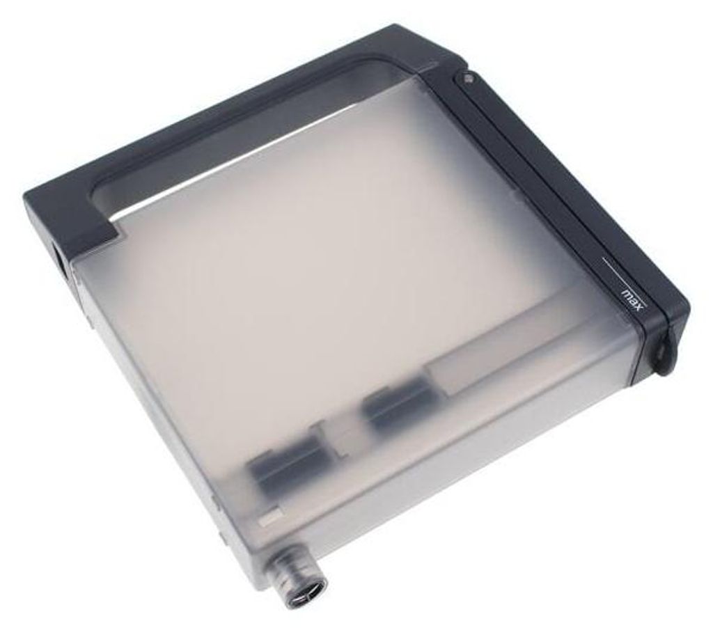 A water reservoir for a household appliance, shown from a diagonal angle against a white background.