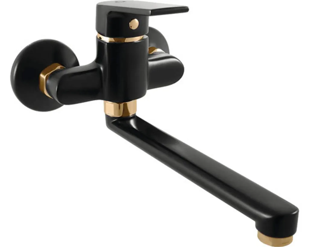 Mélangeur Lavabo Mural Anti-Trace Noir et Or, Entraxe Standard 150mm