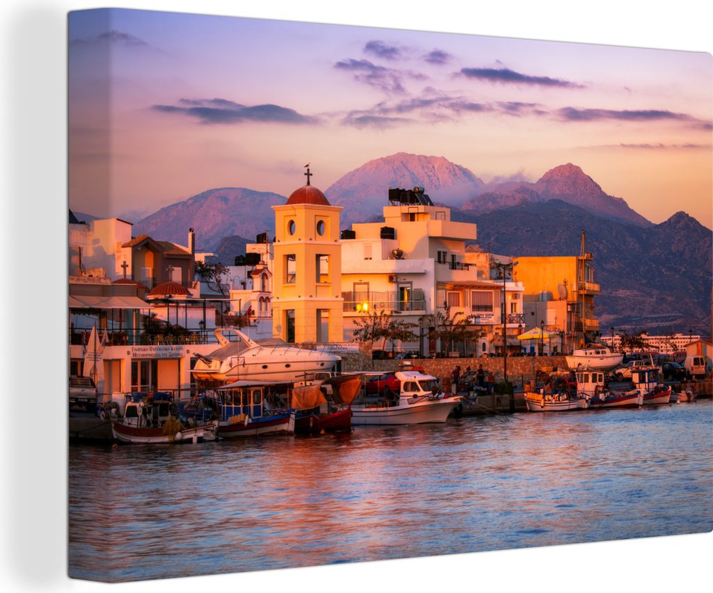 OneMillionCanvasses - Leinwandbilder - 150x100 cm, Kreta - Griechenland - Boote, Wandbilder Kunstdruck Wanddekoration