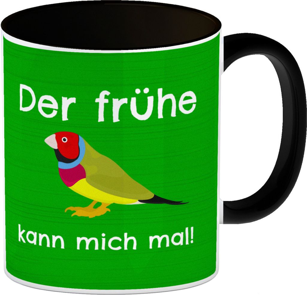 Der frühe Vogel kann mich mal! Kaffeebecher Schwarz Wenn dein Kollege, der