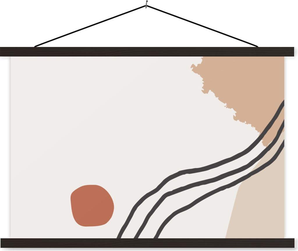 MuchoWow Textilposter Sommer - Abstrakt - Schwarz - Orange 60x40 cm mit schwarzem Rahmen - Hölzernes