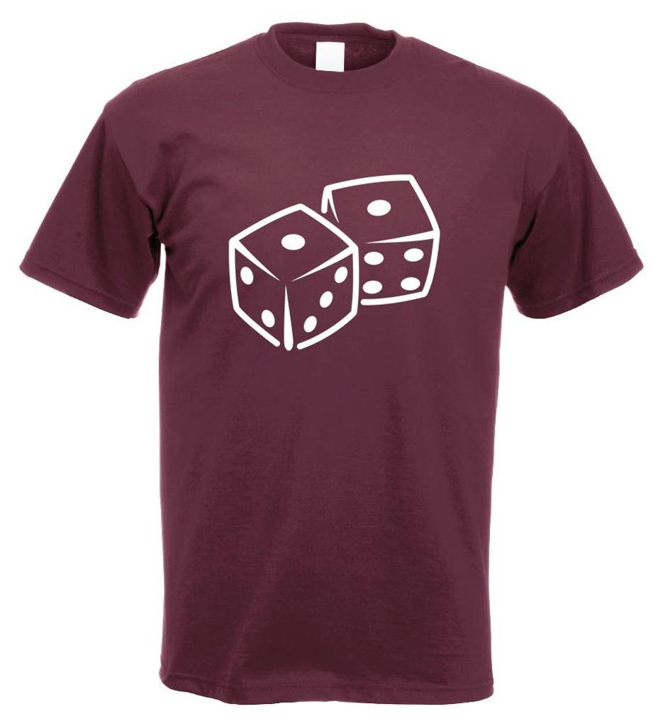 Kiwistar - T-Shirt - Burgund - Würfel sechs Seiten Motiv Bedruckt Funshirt Design Print - mit Motiv Bedruckt - Funshirt Design - Sport - Freizeit ...