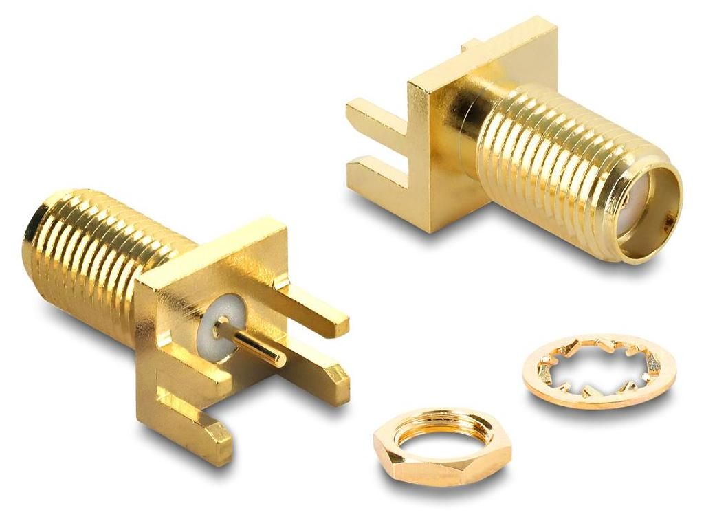 SMA End-Launch-Buchse für Platine, 50 Ohm, vergoldet, 9 mm Gewinde