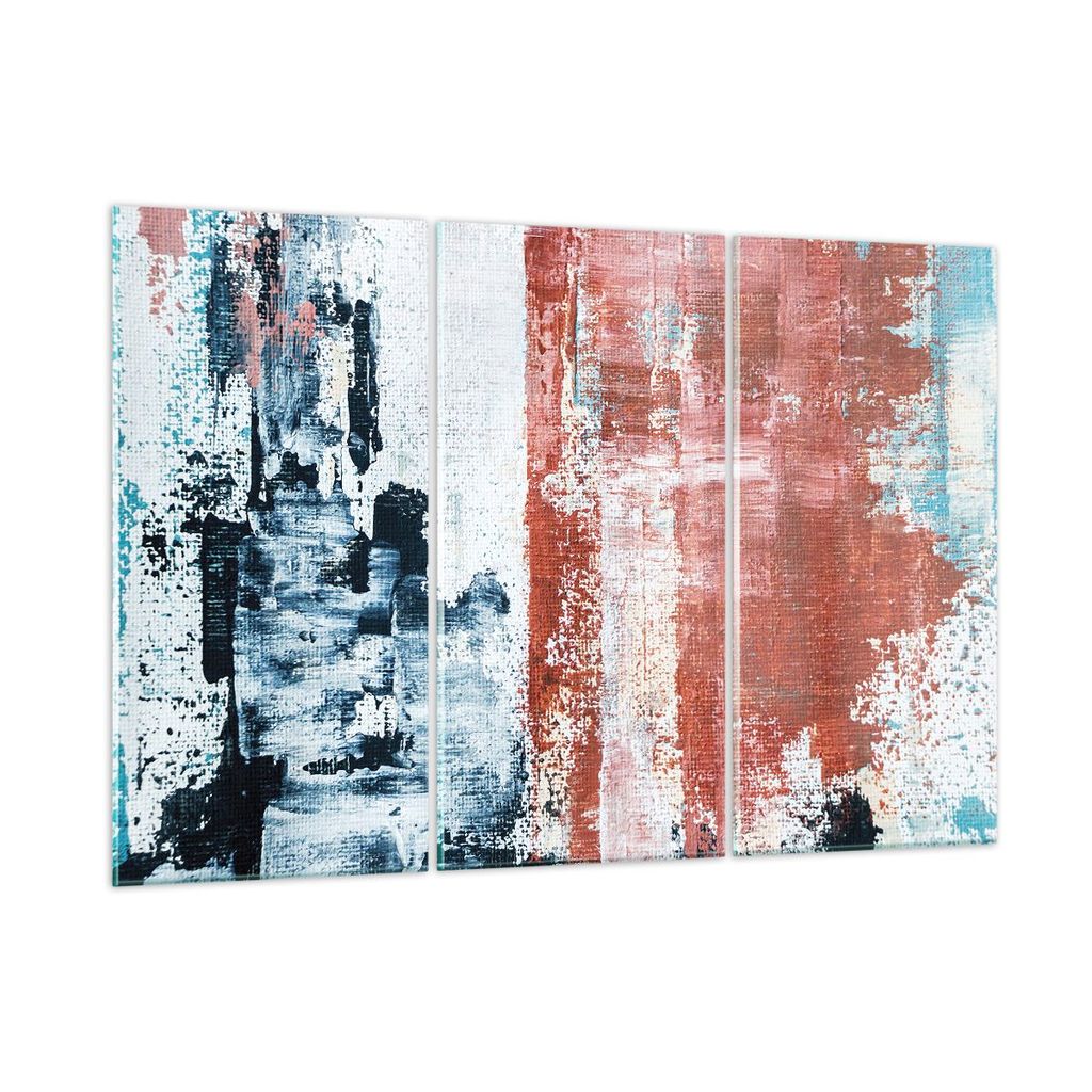 Bilder auf glas - 3 Teile - Abstraktion Marine Rot - 105x70cm - Glasbilder - Wandbilder - Bilder - zum Aufhängen bereit - Wanddekoration aus Glas ...