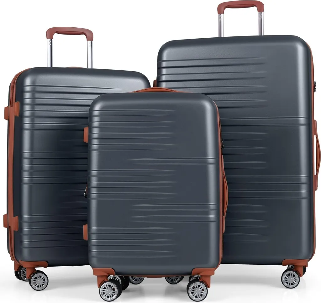 Set de 3 valises de voyage pour famille avec serrure TSA et roues à 360°