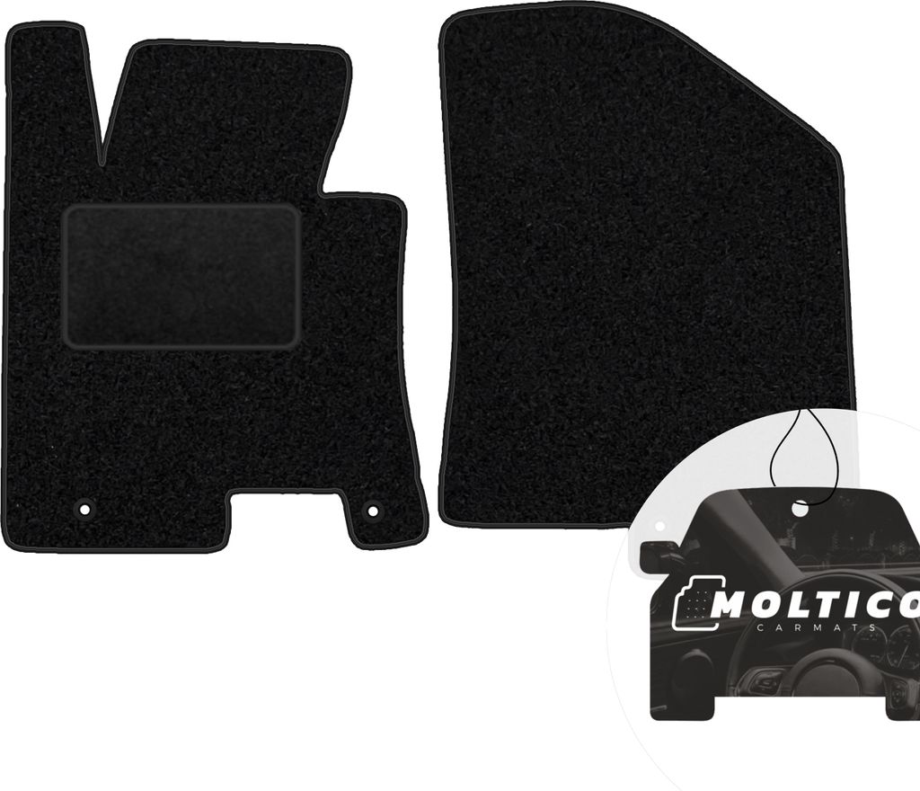 moto-MOLTICO Vorne Fußmatten Auto Velours Autoteppiche Schwarz Automatten Set 2-teilig passend für Kia Ceed II Hyundai i30 II 2012-2017