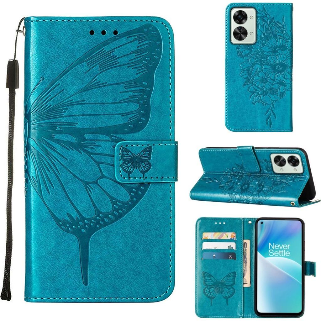 Mobigear Butterfly OnePlus Nord 2T 5G Hülle Klapphülle Geldbörse - Blau