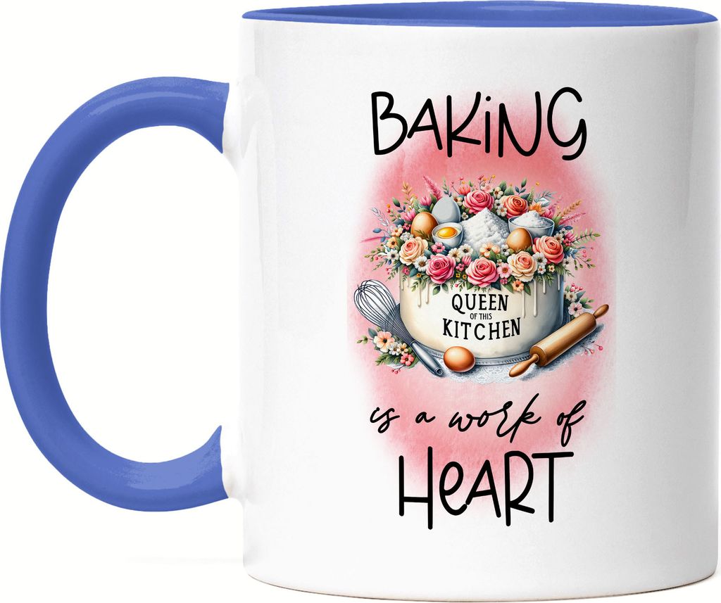 Baking is a work of heart Queen of the kitchen Tasse Blau - Herzliche Geschenkidee