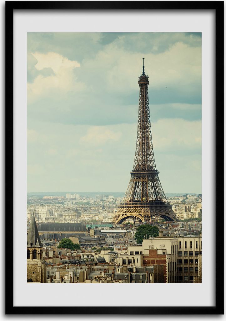 Bild - Bilderrahmen - 50 cm x 70 cm - MDF - Rahmen - Wandkunst Eiffelturm Paris