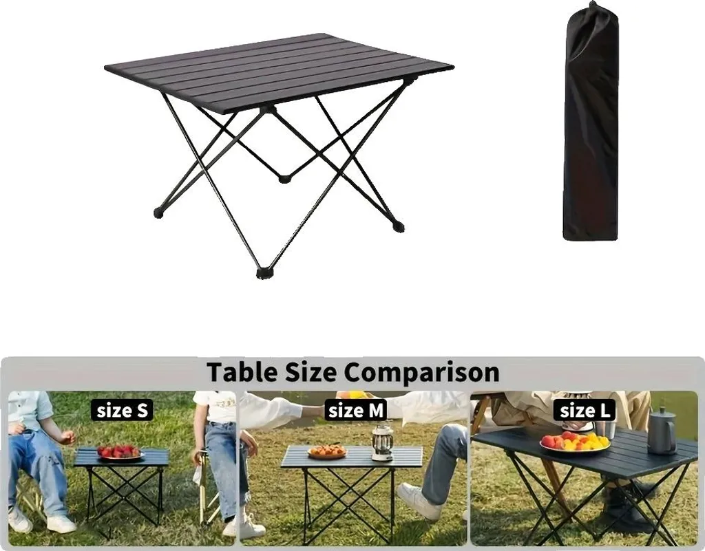 Tavolo pieghevole, struttura in alluminio resistente, borsa portaoggetti portatile, piccolo
