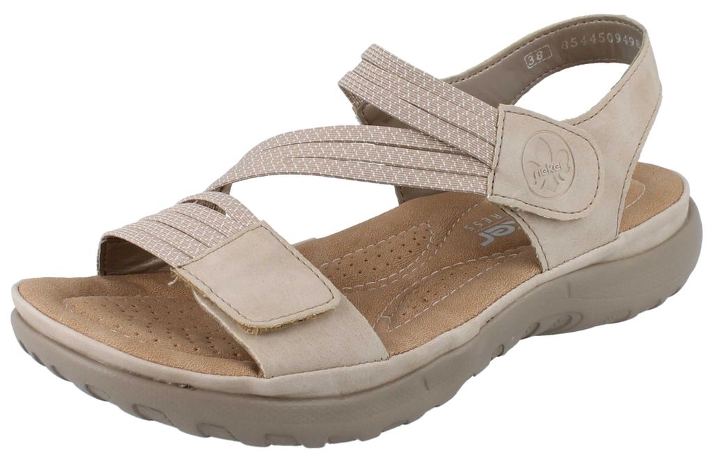 RIEKER Damen Trekkingsandale beige Kunstleder - Größe: 37 Produktbild 