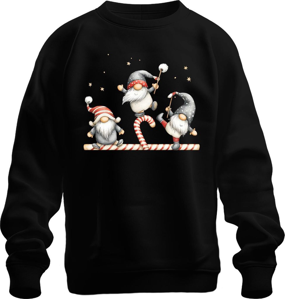 Weihnachtswichtel Zuckerstange süß lustig Geschenk Weihnachten Uni Sweatshirt Pullover, Schwarz, S