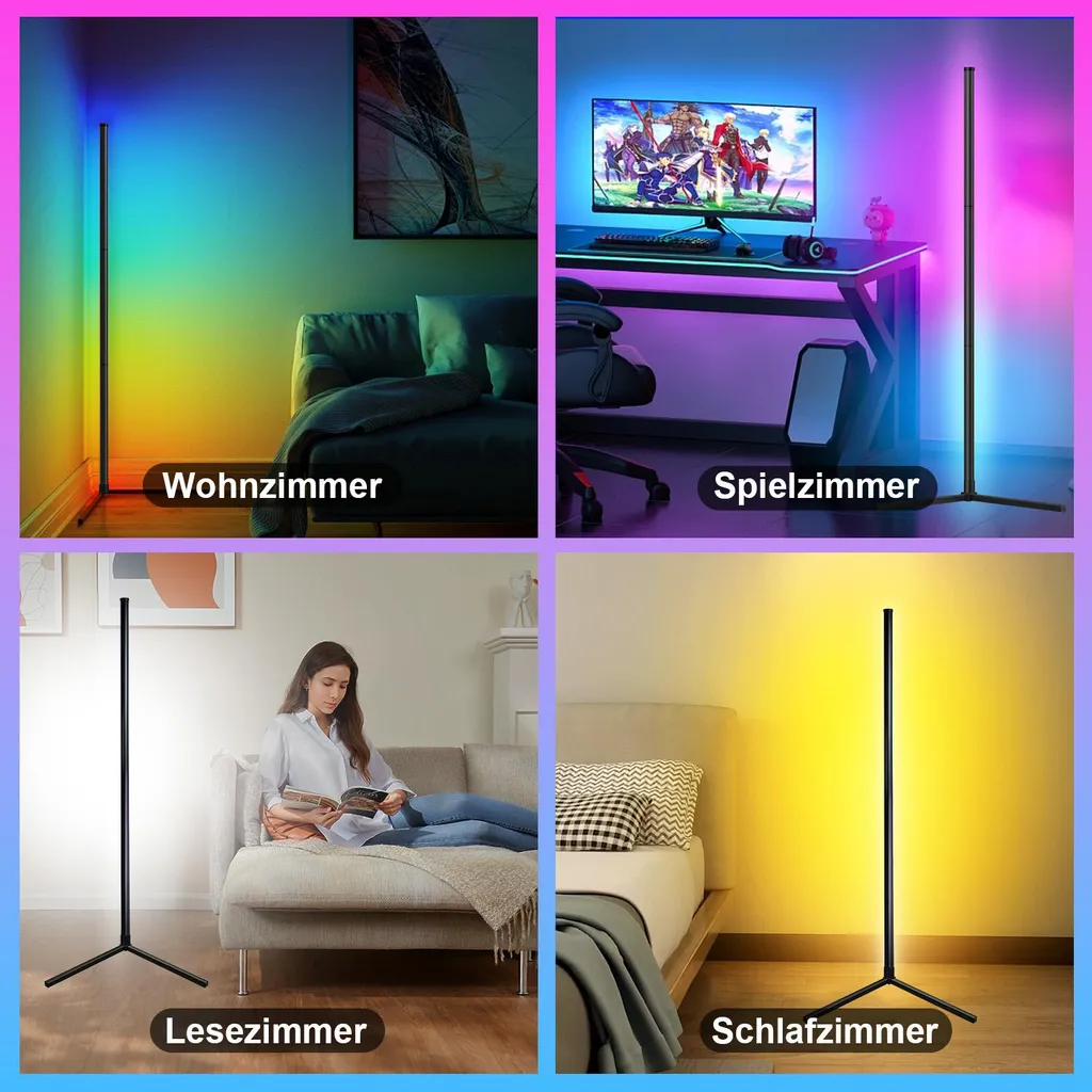 Lampadaire Smart LED Dimmable 125cm avec App et Télécommande pour Salon