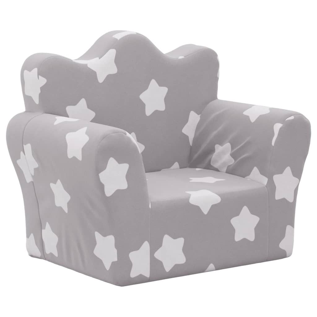 vidaXL Detská pohovka Light Grey s hviezdami Soft Plush Obrázok produktu 