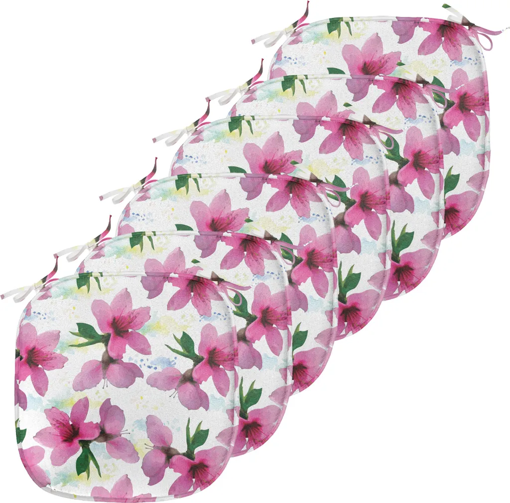 ABAKUHAUS Coussins de Chaise Pétales Botanik Essence Lot de 6 Fuchsia