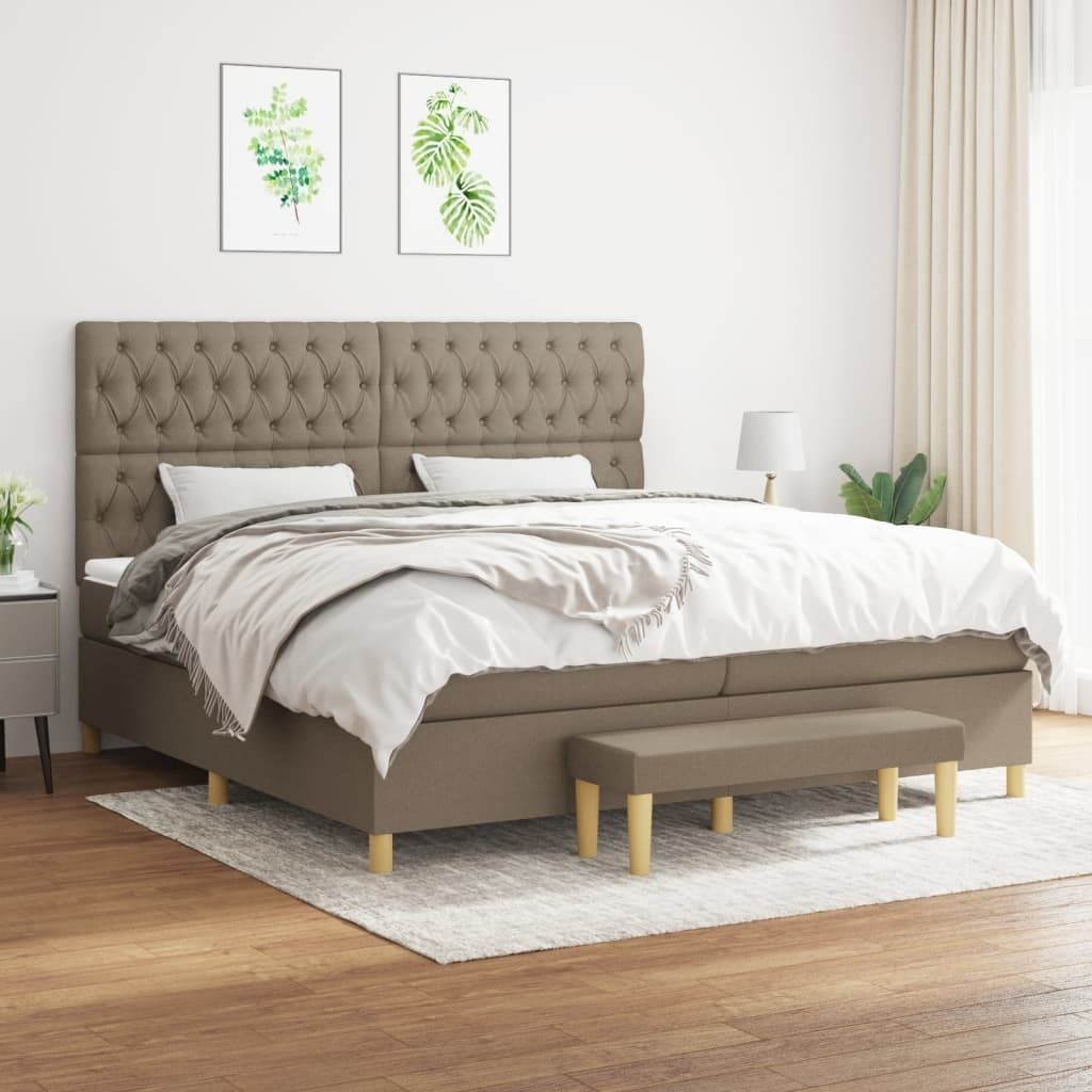 Maison Exclusive - Boxspringbett mit Matratze Taupe 200x200 cm Stoff