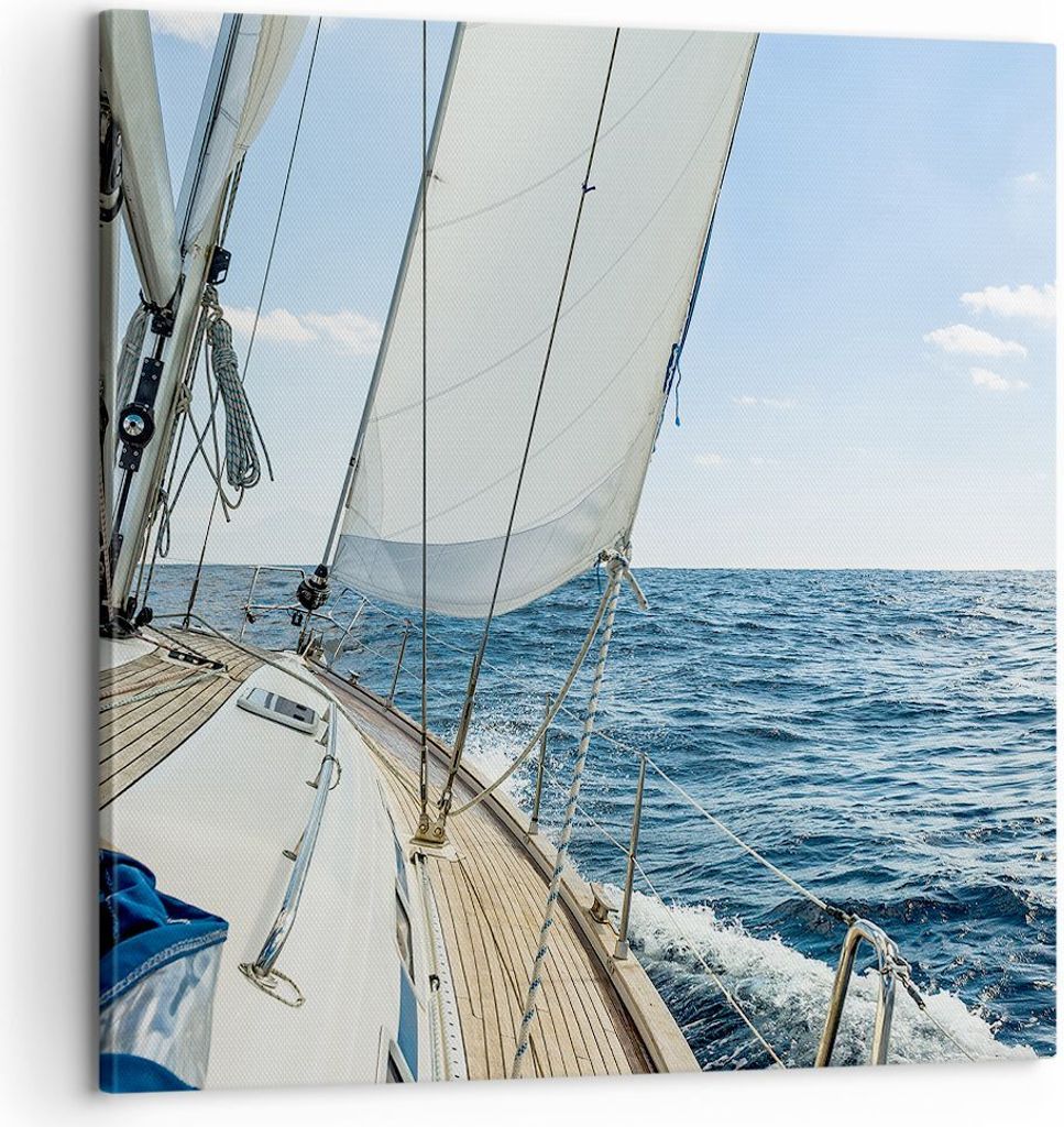 Bild auf Leinwand - Leinwandbild - Meer Kreuzfahrt Segel - 60x60cm - Wand Bild - Wanddeko - Leinwanddruck - Bilder - Kunstdruck - Wanddekoration - ...