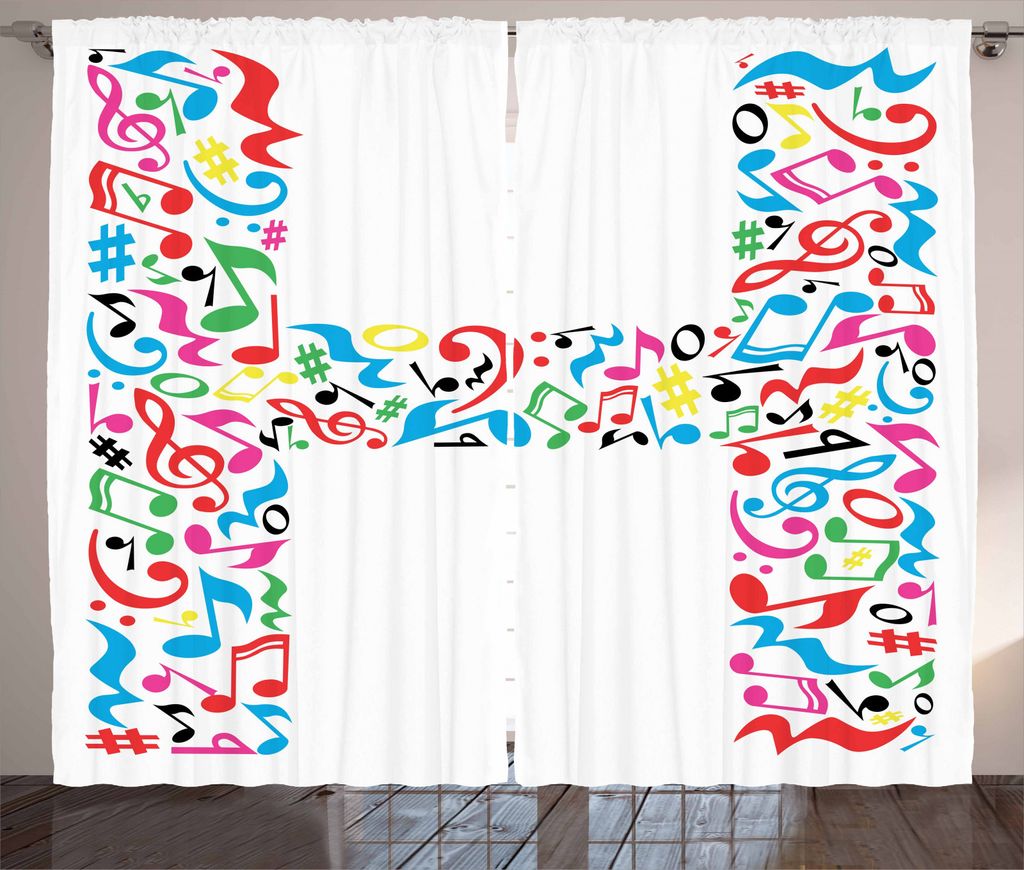 ABAKUHAUS Buchstabe H Rustikaler Vorhang, Hauptstadt Musical Glücklich, Wohnzimmer Universalband Gardinen mit Schlaufen und Haken, 280 x 245 cm, M...