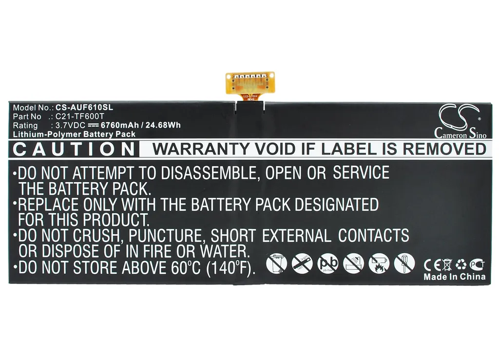 Batterie de Rechange pour Tablette Asus VivoTab TF600TL Série C21-TF600T