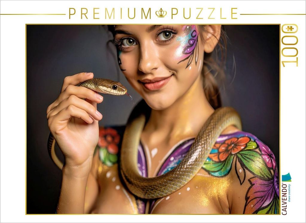 CALVENDO Puzzle Ein Motiv aus dem Kalender Body Painting mit Schlange | 1000 Teile Lege-Größe 64x48cm Foto-Puzzle für glückliche Stunden