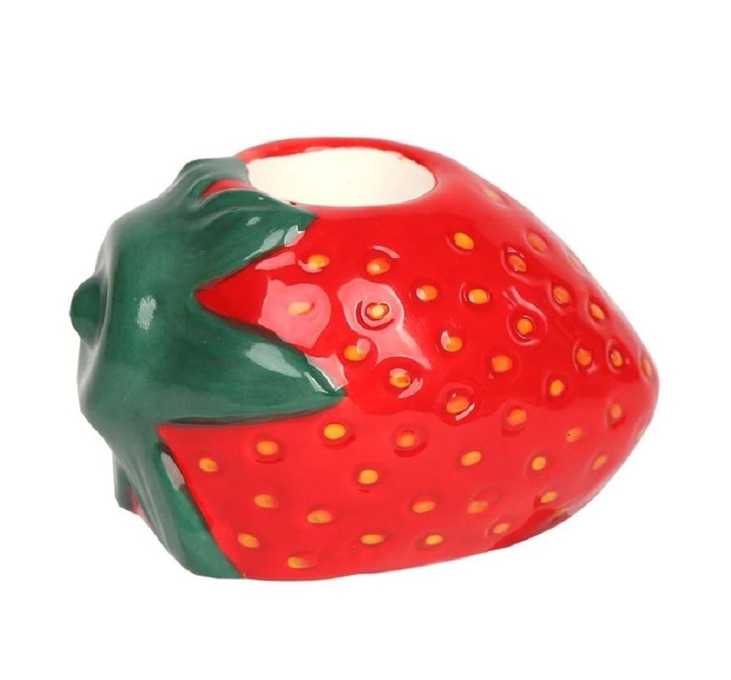 Tischkerzenhalter Erdbeere Form Keramik Stabkerzenhalter Kerzenständer ca. 8x6,5x5 cm