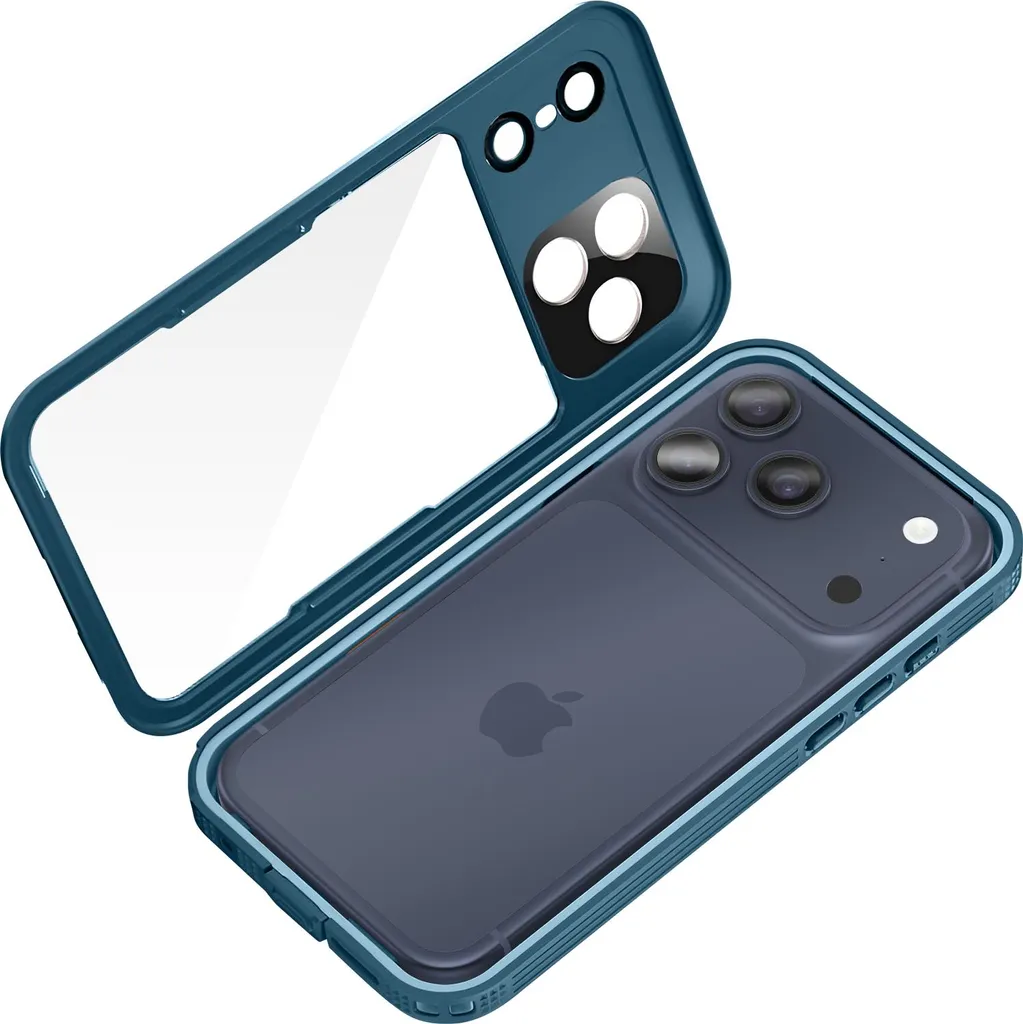 Shellbox Cover Impermeabile iPhone 17 Pro Max IP68 Blu-Verde Mare - 5