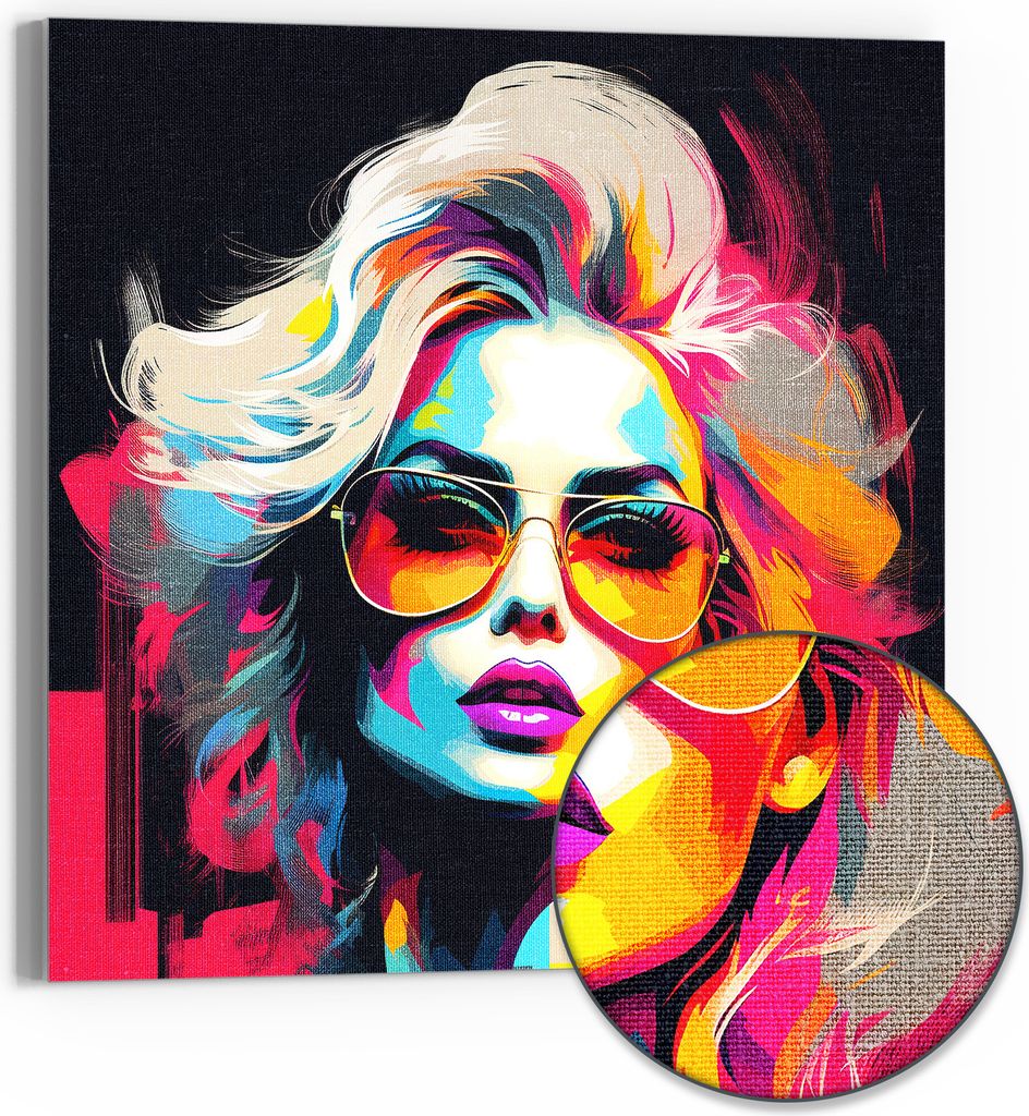 DEQORI Hybrid Leinwand Bild 50x50 cm 'Farbige Eleganz' Wandbild Glas flach modern