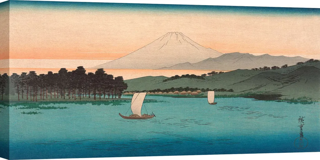 Tableau Japonais pour Salon Zen - Toile Hiroshige Paysage 100x50 cm