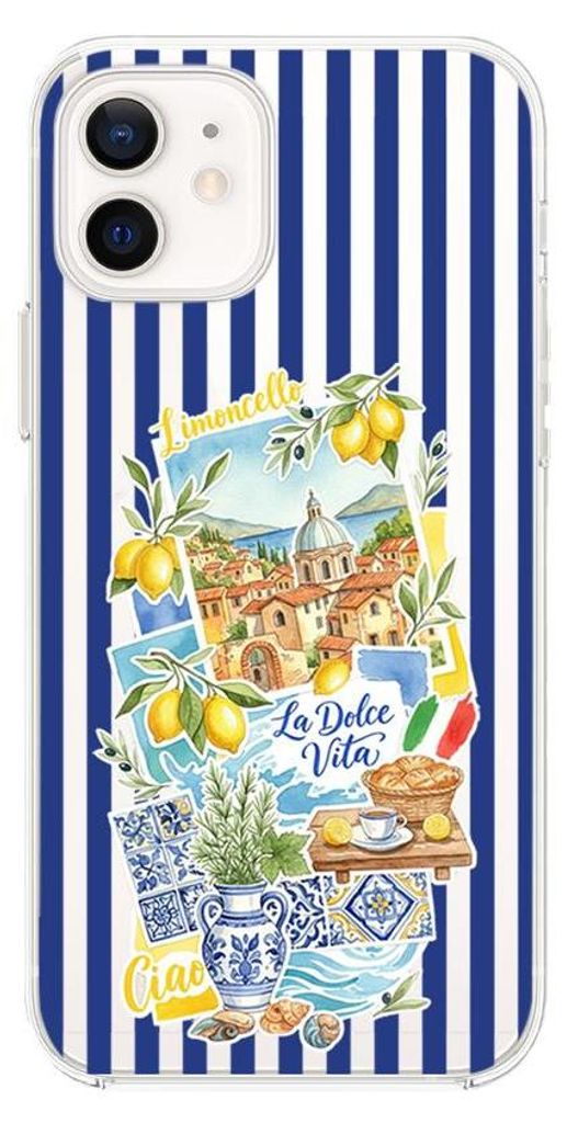 Flexible Hülle für das iPhone 12 Mini, TPU Silikon transparent, Urlaub in Italien, Zitronen, Limoncello