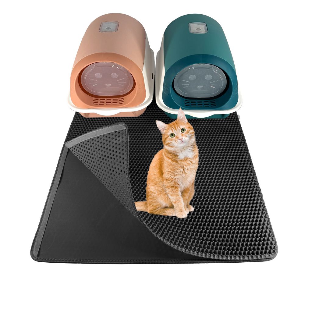 LINUMA Katzenklo XXL Matte 90x76cm Schwarz, Katzenstreu Matte, Katzenmatte Katzenklo, Katzentoiletten & Zubehör, Katzenmatte, Matte Katzenklo, K...