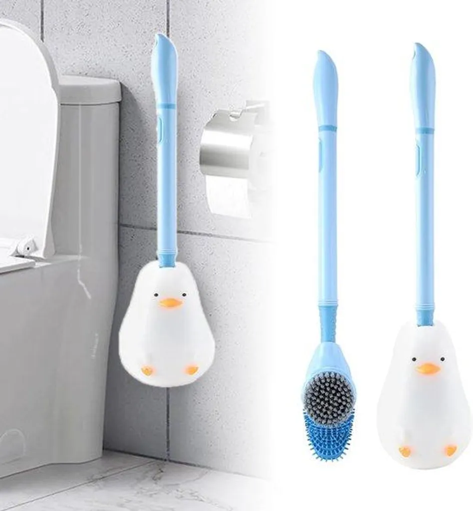 Brosse de WC suspendue en silicone et son support mural anti-gouttes