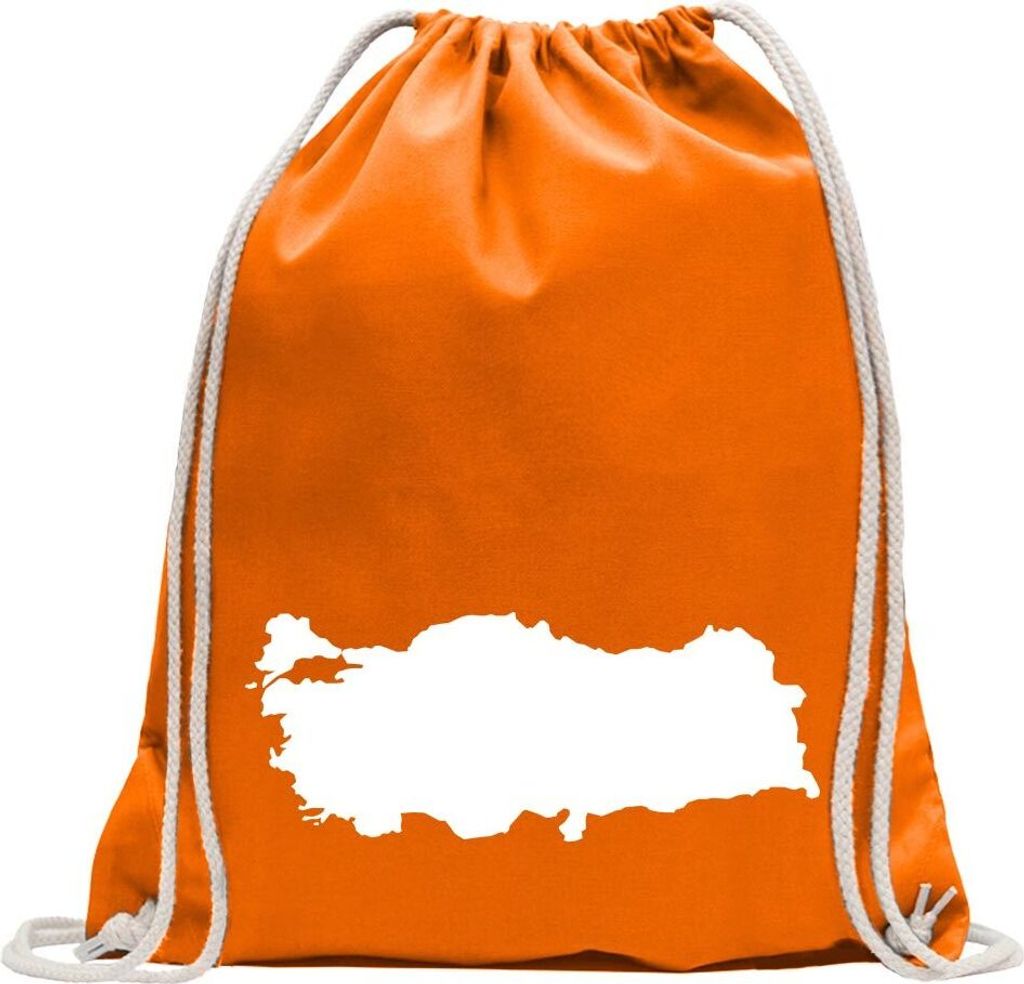 Kiwistar - Turnbeutel - mandarin - Türkei Umriss Kontur - Fun Rucksack Sport Beutel Gymsack Baumwolle mit Ziehgurt