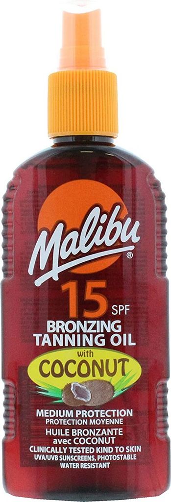 Malibu | Sonnenschutzöl - 200 ml - SPF 15 - Wasserfest - Kokosnussduft - Bronzing Oil