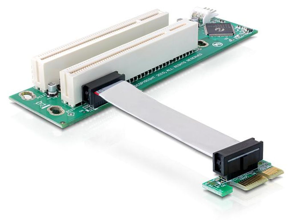 Delock Riser card PCI Express x1 > 2x PCI 32Bit 5 V with flexible cable 9 cm left insertion - Riser Card