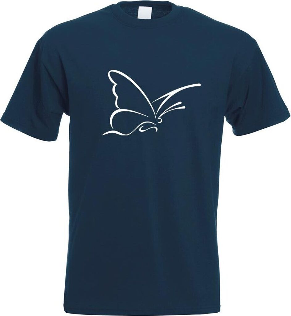 Kiwistar - T-Shirt - Navy - Schmetterling Motiv 4 Motiv Bedruckt Funshirt Design Print - mit Motiv Bedruckt - Funshirt Design - Sport - Freizeit - ...