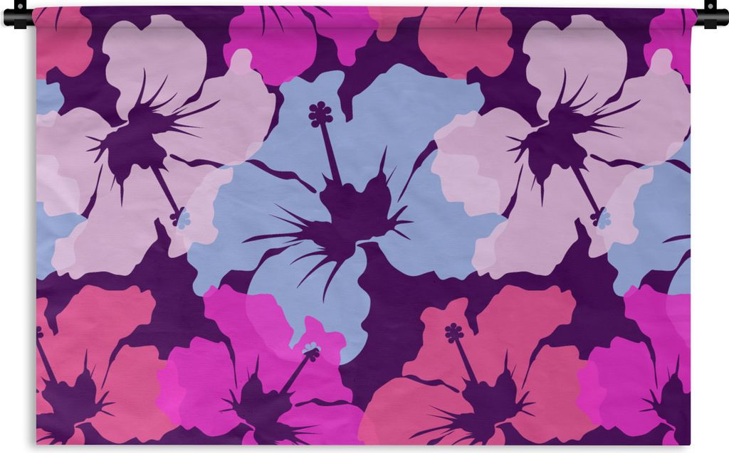 MuchoWow Wandteppich Wandbehang Pastell - Hibiskus - Blume - Hawaii - Entwurf 90x60 cm Tapisserie Dekoration Wandtuch - Wandskulpturen - Bildteppich