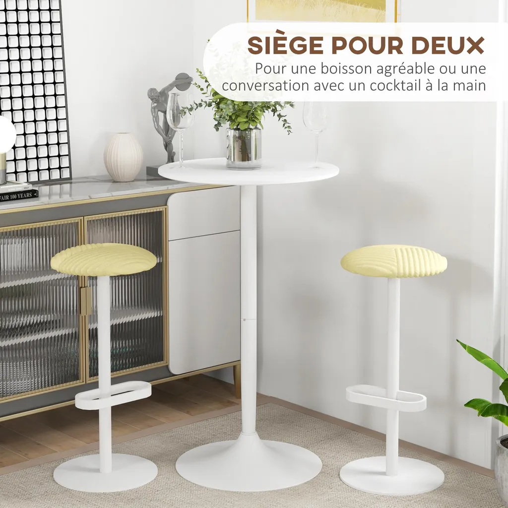 Table haute blanche stable et compacte pour studio et cuisine 60 cm - 3