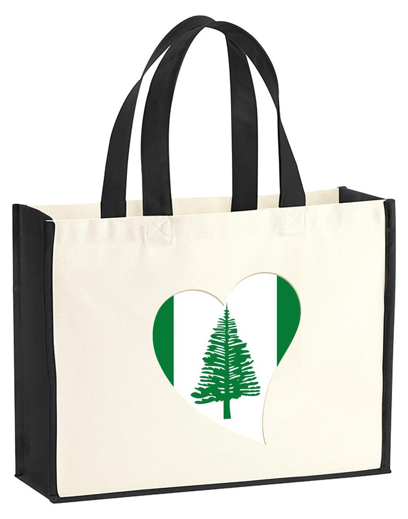 Huuraa Jutetasche Norfolk Flagge Herz 21 Liter Black Jute und Baumwolle Einkaufstasche Geschenkidee