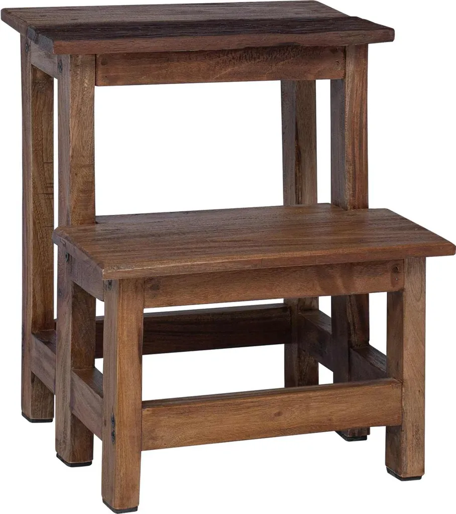 Sgabello Natur 37x37x46 cm in Legno di Mogano Massello - Arredo Rustico