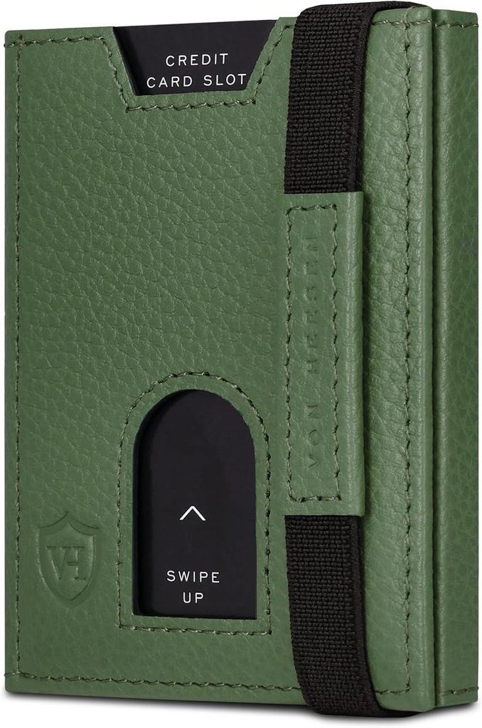 Slim Wallet mit Münzfach & RFID-Schutz, Leder Geldbörse klein, 5–10 Karten, Scheinfach für Geldscheine, Mini Portemonnaie für Damen & Herren