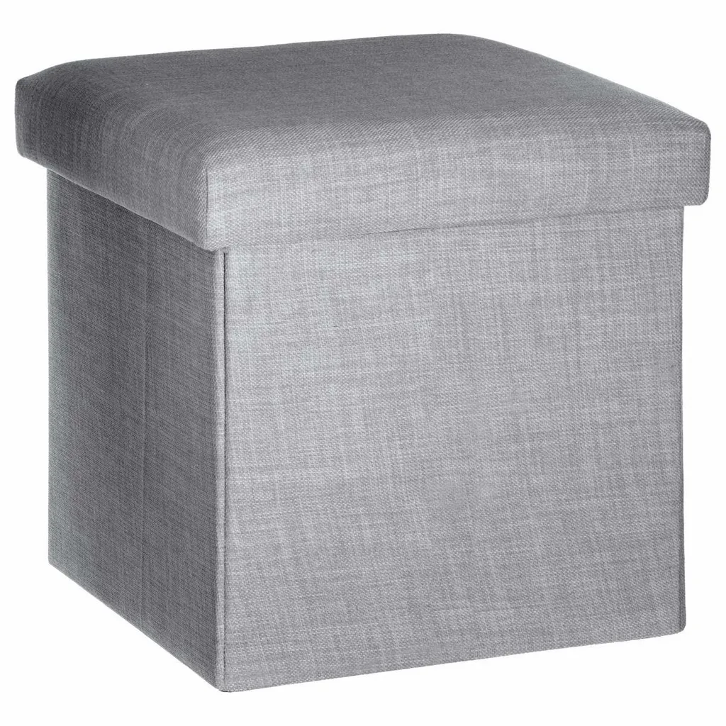 Banc de rangement pliant gris 38x38x38 cm idéal pour gain de place
