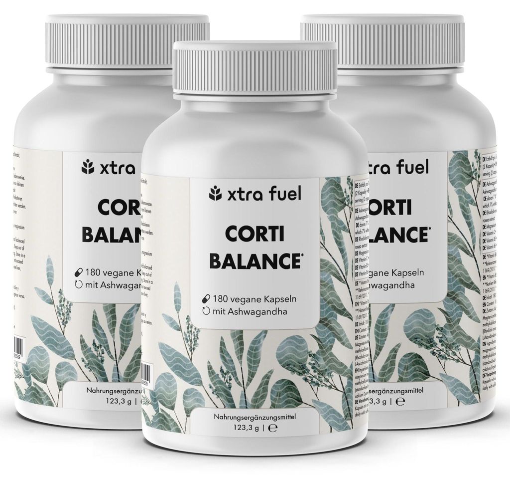 Cortisol Kapseln* - Corti Balance* - Nährstoffmix mit Ashwagandha, Rhodiola & Vitamin B6 – 3x Dosen (540x Corti Balance Kapseln)